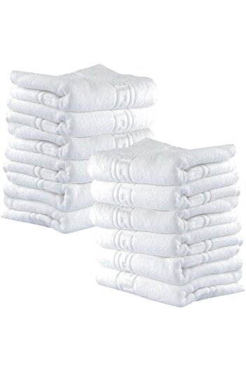 Quasar & Co. Set of 12 bath and body towels, 70 x 140 cm, 600 g/m2, hotel quality, 100% cotton, white