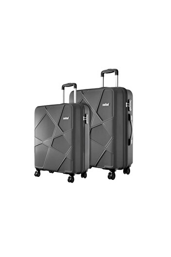 Safari Pentogon PP Luggage Set of 2 – 65cm Medium & 75cm Large Check-in Bags – Dark Grey
