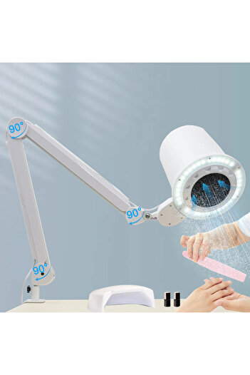 OEM Nail Vacuum Cleaner with Nail Lamp with Warm, Cold, Neutral Light Movable Wheels, Tabletop Grip