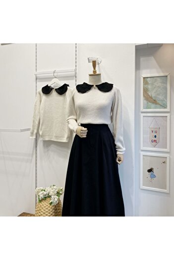 Faya Boutique Pulover crem cu broșă de perle