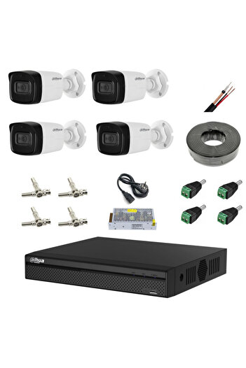 DAHUA Surveillance kit 4 cameras 8MP 4K with IR 80m, microphone, DVR, accessories included