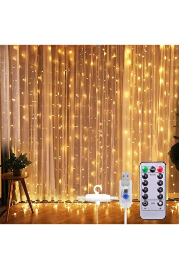 Other LED LIGHT CURTAIN GARLAND WARM WHITE WIRES HANGING LIGHTS 3x3m