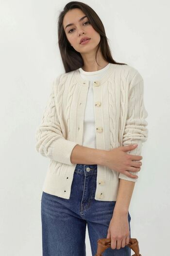Hiccup Hair Braid Patterned Buttoned Knitwear Cardigan