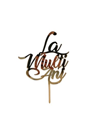 OEM Cake topper Happy Birthday, Promotional Print, LMA03A, golden acrylic mirror, 12x12 cm