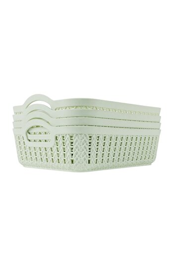 Lawazim 4-Piece Plastic Storage Basket Set 26.5x19.5x7cm - Multi-Purpose Organizing Bins