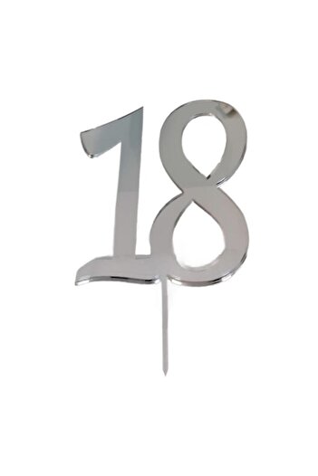 OEM Topper for 18th birthday, Promotional Print, 18B, silver acrylic mirror, 12x12 cm