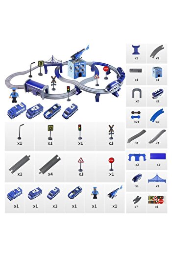 OEM Police electric train circuit with accessories, 92 pieces, DIY, TR1005 Autree