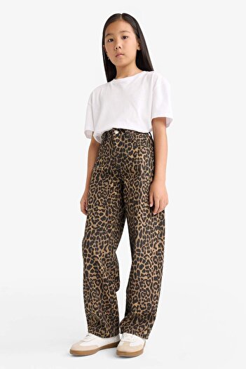 DeFacto Kız Çocuk Barrel Fit Leopar Desenli Pantolon G1623A825AU