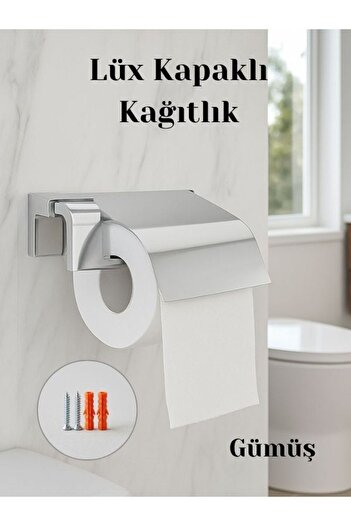 Badem10 Πολυτελής θήκη χαρτιού υγιεινής με ασημί κάλυμμα χρωμίου, βιδωτή ανοξείδωτη μεταλλική βάση χαρτιού μπάνιου