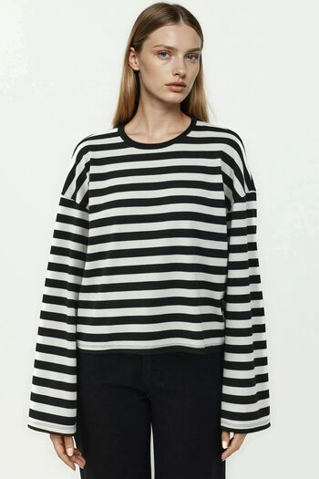 Hiccup Striped Viscose Blend Long Sleeve Top