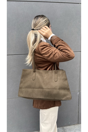 yako Sorel Soft Suede Textured Large Volume Women's Shoulder Bag (42*25)