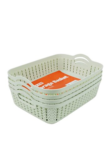Lawazim 4-Piece Plastic Storage Basket Set 26.5x19.5x7cm - Multi-Purpose Organizing Bins