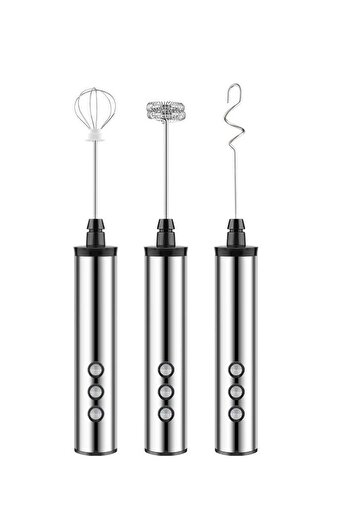 COOYA Milk Frother Handheld, Rechargeable Electric Drink Foam Mixer with 3 Stainless Whisks 3 Speed