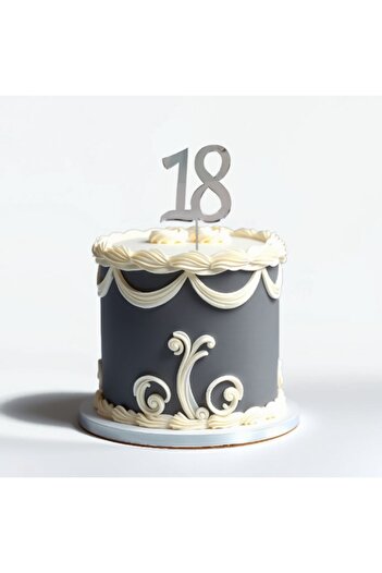 OEM Topper for 18th birthday, Promotional Print, 18B, silver acrylic mirror, 12x12 cm