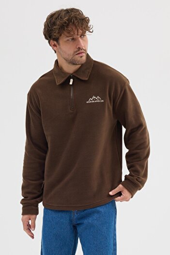 Polo State Men's Anti-Pilling Cold-Proof Fleece Sweatshirt Brown