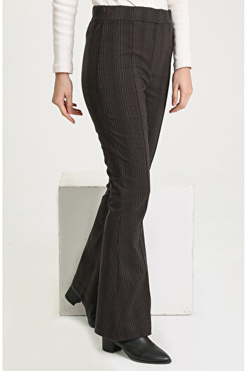sefamerve Flared Trousers 7017-02 Brown Gray