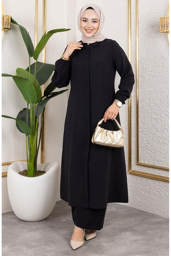 sefamerve Long Tunic Modal Suit 0330-01 Black