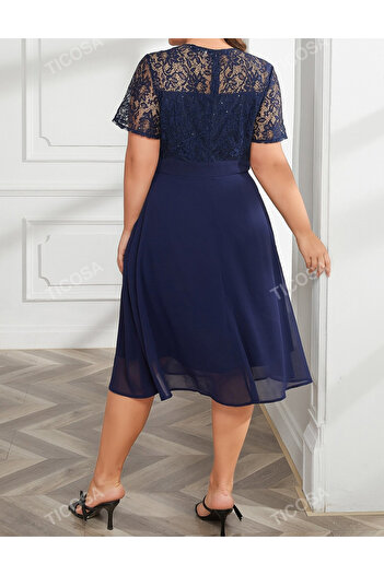 Sheya Rochie midi Curve+, albastru