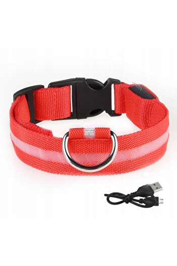 Other LED Waterproof Dog Collar with USB Cable, RED, XL, 52-60cm