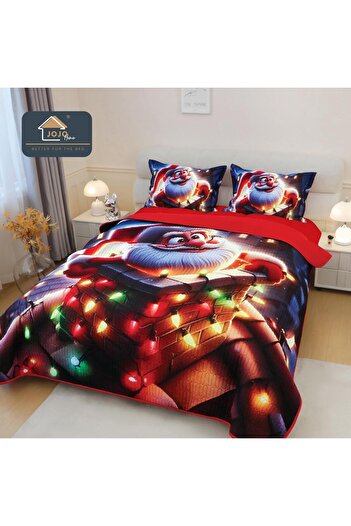 JOJO HOME 5D Bedspread Set + 2 Pillowcases, Digital Printing, Christmas Lights