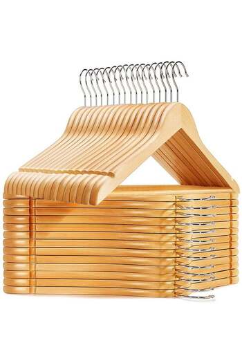 fulina Wooden Hangers 30 Pack, Hangers with 360-Degree Rotatable Hook Smooth Natural Durable Coat Hangers
