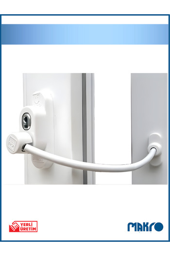 GLASSMAKRO Penkid Steel Wire Rope Pvc Window Safety Child Security Lock White