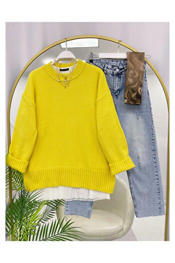 YEDİLALE Basic Zero-Collar Solid Color Knitwear Sweater [Only the Sweater Is Included in the Price, 75 cm Medium]