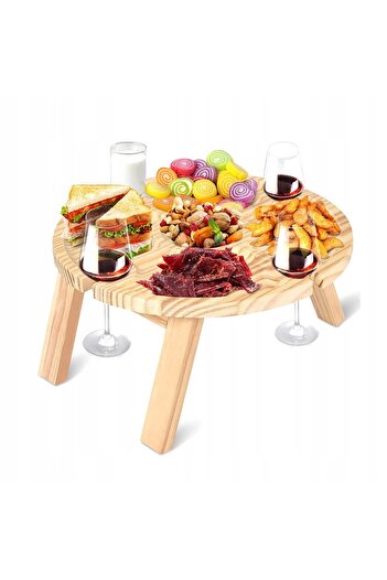 Other FOLDABLE TABLE PICNIC TABLE FOR SNACKS, CHEESES, WINES, APPETIZERS, WOODEN