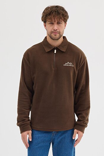 Polo State Men's Anti-Pilling Cold-Proof Fleece Sweatshirt Brown