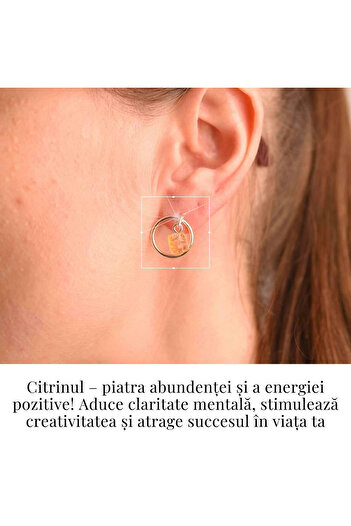 craftmystic Spherical Earrings with Raw Citrine - Attracts Positive Energy and Abundance