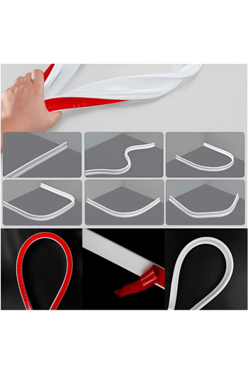 esimplu Self-adhesive, flexible shower threshold for shower cabin, mold resistant, white, 1 m