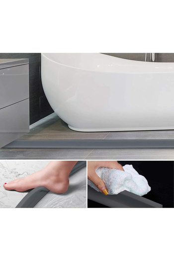 esimplu Self-adhesive, flexible shower threshold for shower cabin, mold resistant, gray, 2 m