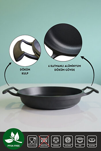ELDİPA 20 cm Skillet 6-Layer Aluminum Non-Stick | Premium Series, Stylish and Durable Design