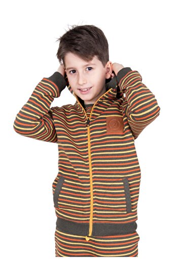 Ozmoz By Mukadder Özden Reborn Boy's Hooded Hoodie Jacket Striped