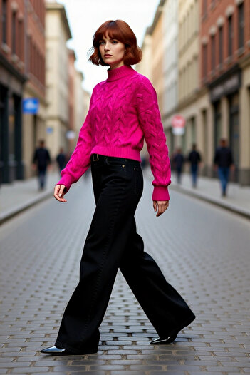 PayBuy Tricotaj oversize pentru femei, cu guler înalt, pulover crop, design confortabil și elegant pentru zilele de iarnă