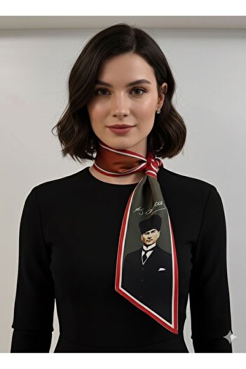 tarzınısec Ataturk Photo and Autograph Turkish Flag Tie / Scarf / Kerchief
