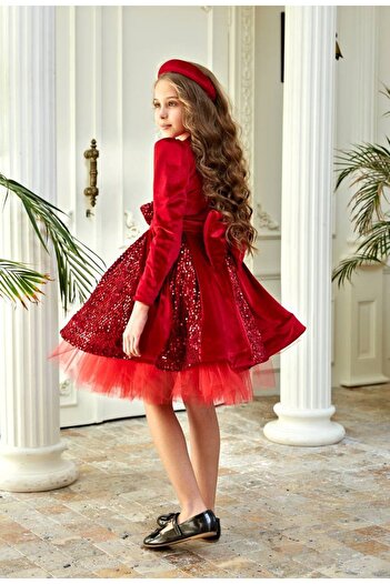Miss Lorin Kids Girl's Velvet Payet Design Dress