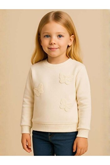 Zekids Girl's Butterfly Patterned Sweatshirt