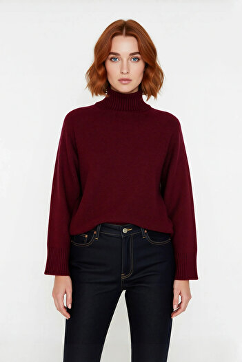 PayBuy Pulover de tricotat simplu, cu guler ridicat, oversize, pentru femei, cu detaliu cu mâneci joase, elegant de iarnă, pentru combinații casual
