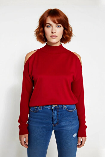 PayBuy Pulover pentru femei, cu croiala relaxată, cu guler înalt, cu mâneci lungi, cu detaliu deschis la umeri, modern, confortabil, tricotaj