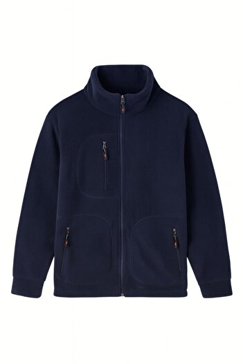 CGA Men's Zipper Pocket Dark Blue Fleece 3-Pocket Zippered Dark Blue Men's Fleece
