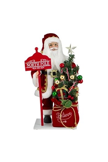 OEM Christmas decorative figurine, size 22 x 17 x 50 cm, LED lights, Santa Claus with bag