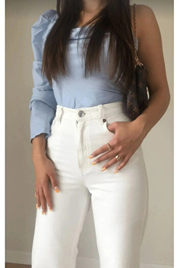 mooishan White Wide Leg Women's Loose Pants White Lycra Wide Leg Jeans-2