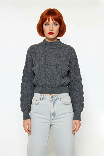 PayBuy Tricotaj oversize pentru femei, cu guler înalt, pulover crop, design confortabil și elegant pentru zilele de iarnă