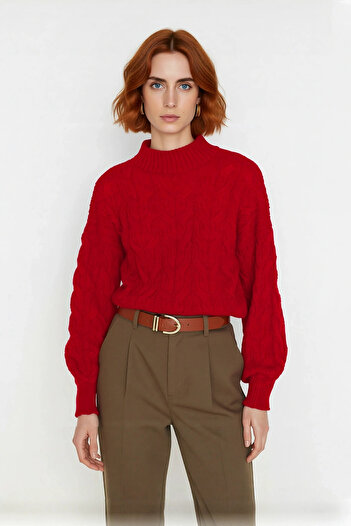 PayBuy Tricotaj oversize pentru femei, cu guler înalt, pulover crop, design confortabil și elegant pentru zilele de iarnă