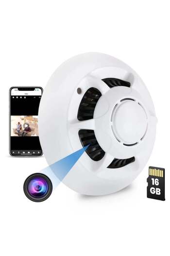 iUni Spy Camera Smoke Detector D103, 16GB, Wi-Fi, 4K Viewing