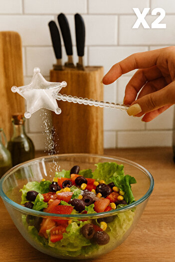 SİHİRLİ AYAKLAR Stylish and Fun Magic Salt Shaker with 2 Star Figures - Salt Shaker with Bead Detail Pepper Shaker Spice Rack