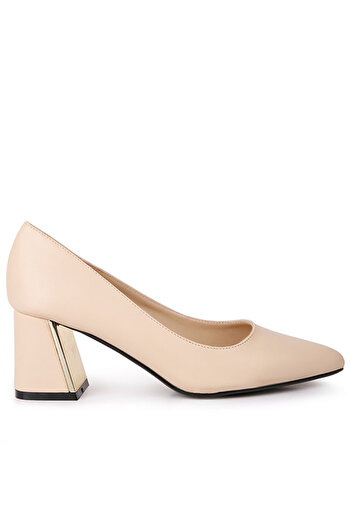 london Rag Women Beige Metallic Detail Block Heel Pumps