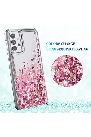 isag Case compatible with Samsung Galaxy A52s, with Water and Glitter, Glitter, Fashion, camera protection, Pre