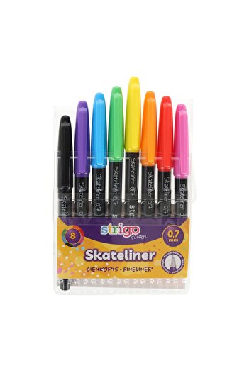 Strigo Fineliner Skateliner, 8 culori, 0.7mm SSC401